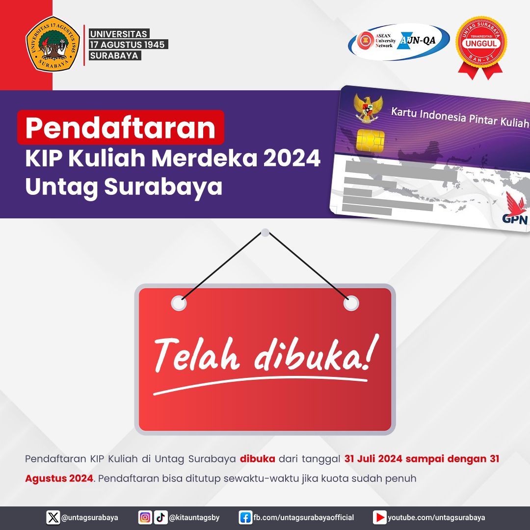 PENDAFTARAN KIP KULIAH MERDEKA 2024 UNTAG SURABAYA