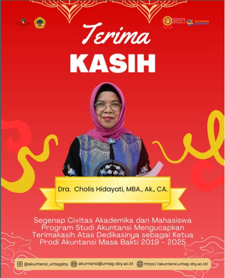 Terima Kasih kami kepada Dra. Cholis Hidayati, MBA., Ak., CA. CTT atas dedikasi luar biasa sebagai kaprodi