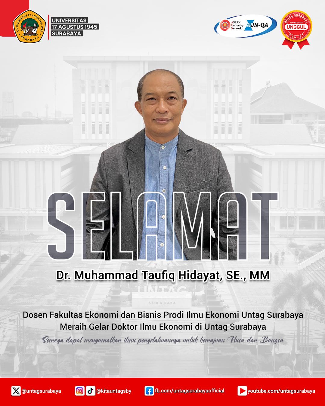 Dosen Fakultas Ekonomi & Bisnis UNTAG Surabaya Meraih Gelar Doktor Ilmu Ekonomi