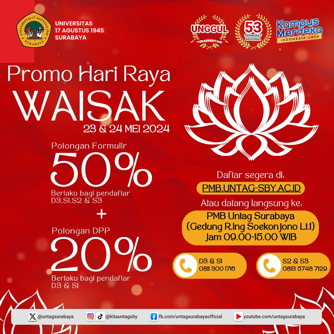 PROMO SPECIAL PENDAFTARAN UNTAG SURABAYA