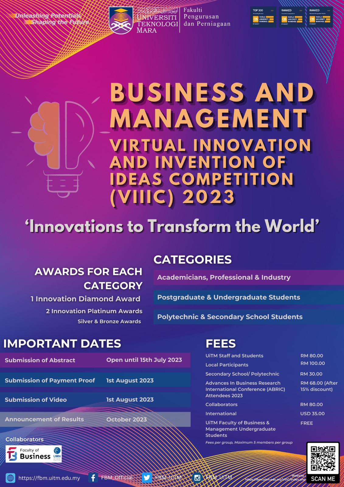 BUSINESS AND MANAGEMENT VIRTUAL INNOVATION AND INVENTION OF IDEAS COMPETITION (VIIIC) 2023