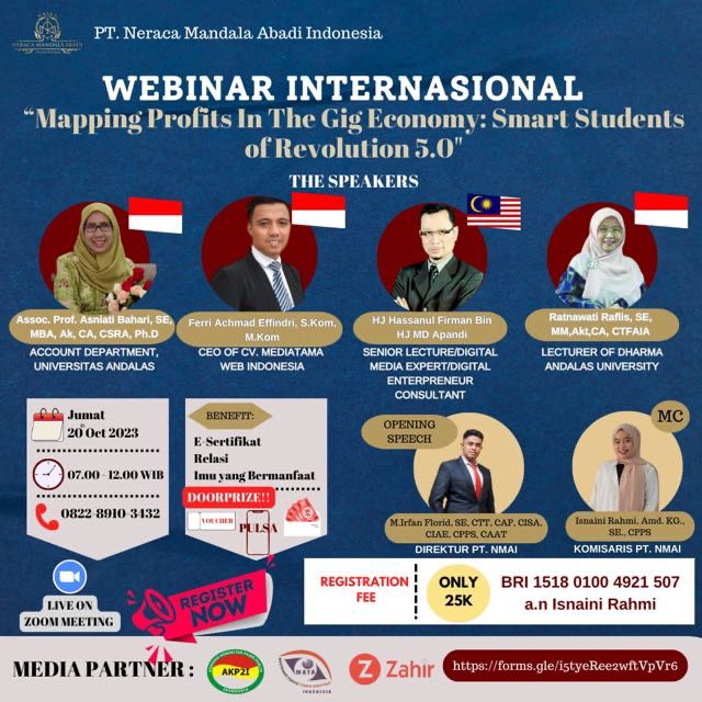 WEBINAR INTERNASIONAL " Mapping Profits In The Gig Economy : Smart Students Of Revolution 5.0"