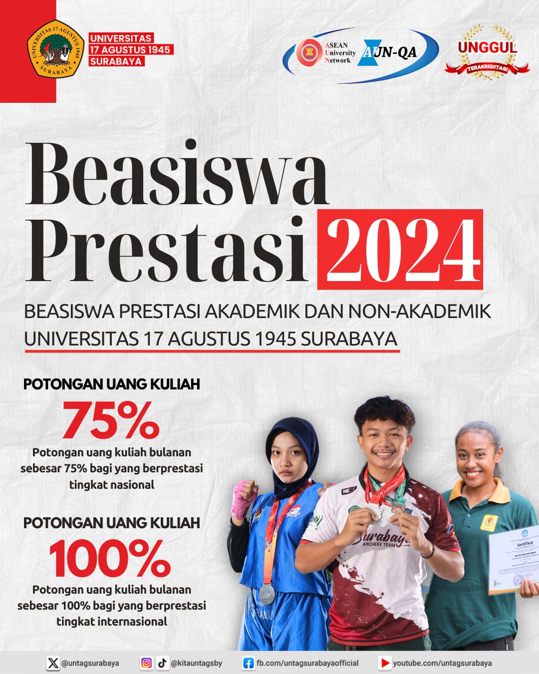 BEASISWA PRESTASI UNTAG SURABAYA 2024 