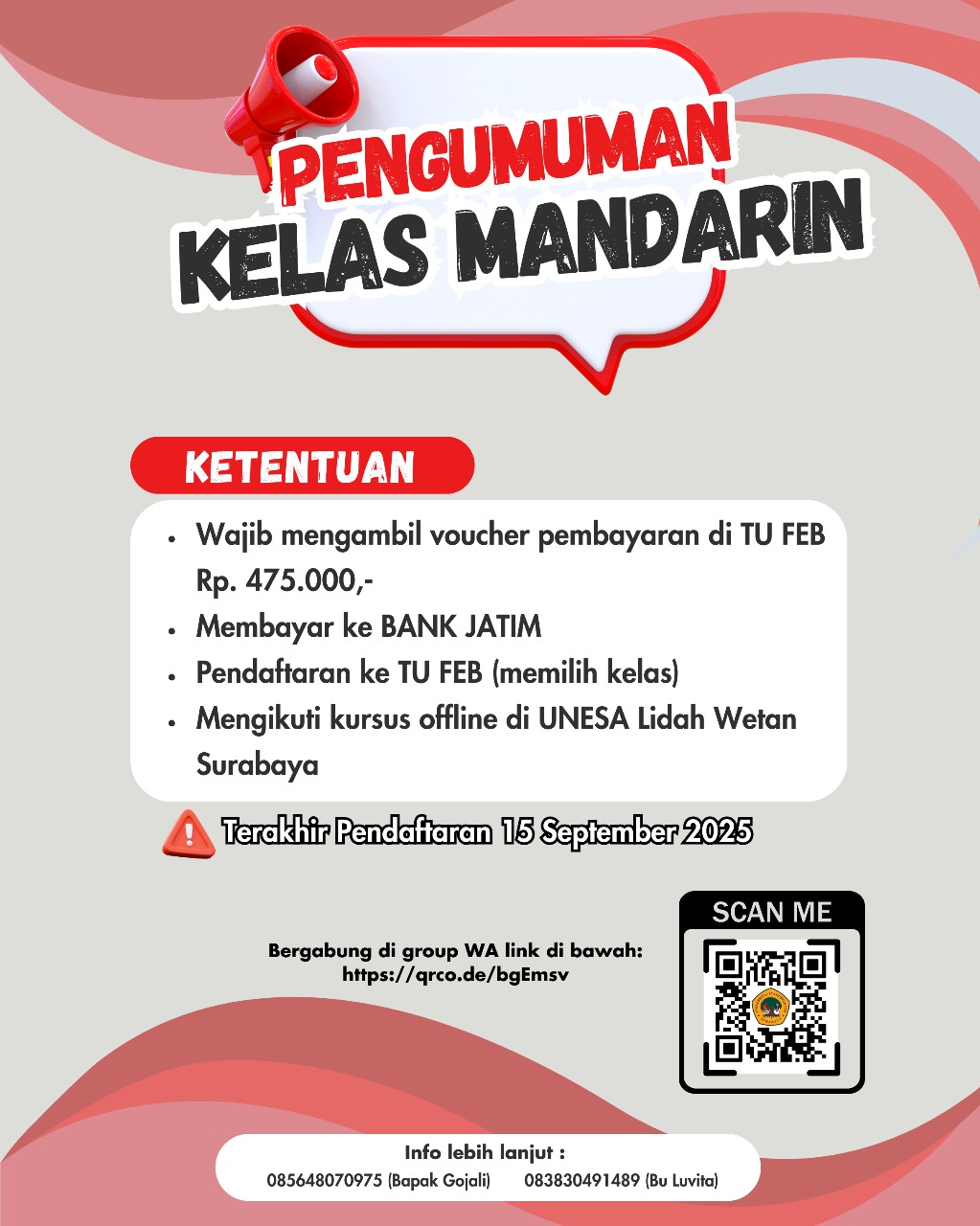 Pengumuman Kelas Mandarin