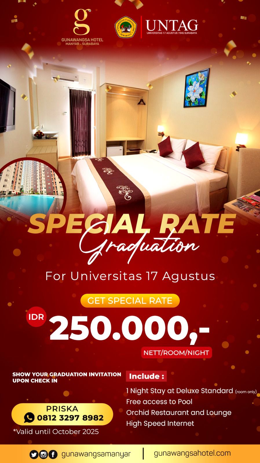 Fasilitas Kerjasama Untag Surabaya dengan Hotel Gunawangsa Manyar bagi Wisudawan-Wisudawati
