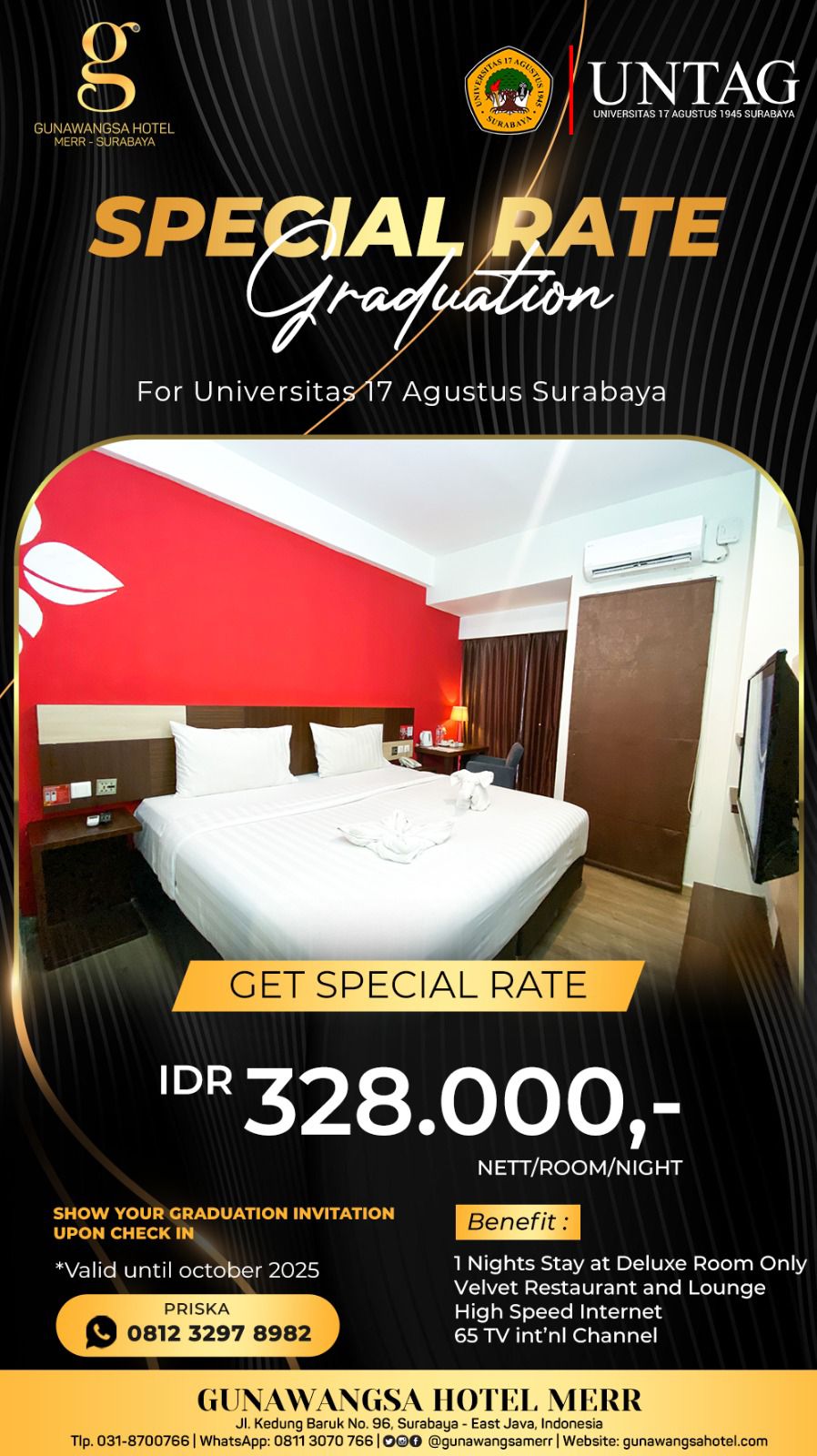 Fasilitas Kerjasama Untag Surabaya dengan Hotel Gunawangsa Merr bagi Wisudawan-Wisudawati