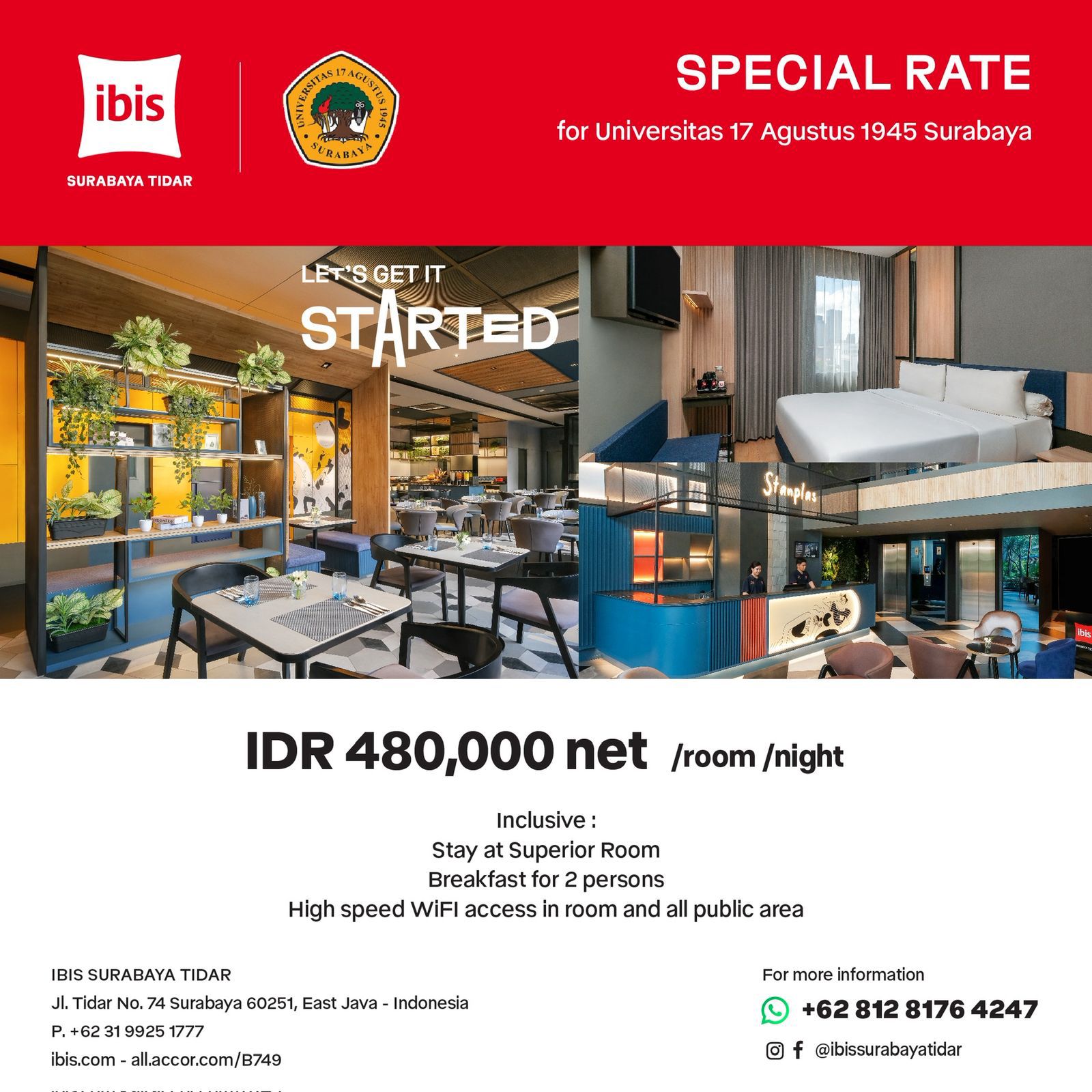 Fasilitas Kerjasama Untag Surabaya dengan Hotel Ibis Tidar bagi Wisudawan-Wisudawati