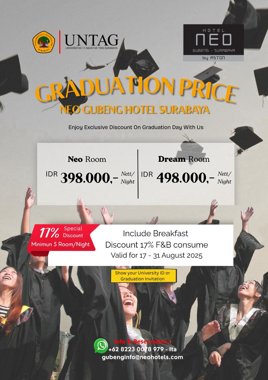 Fasilitas Kerjasama Untag Surabaya dengan Hotel Neo Gubeng bagi Wisudawan-Wisudawati