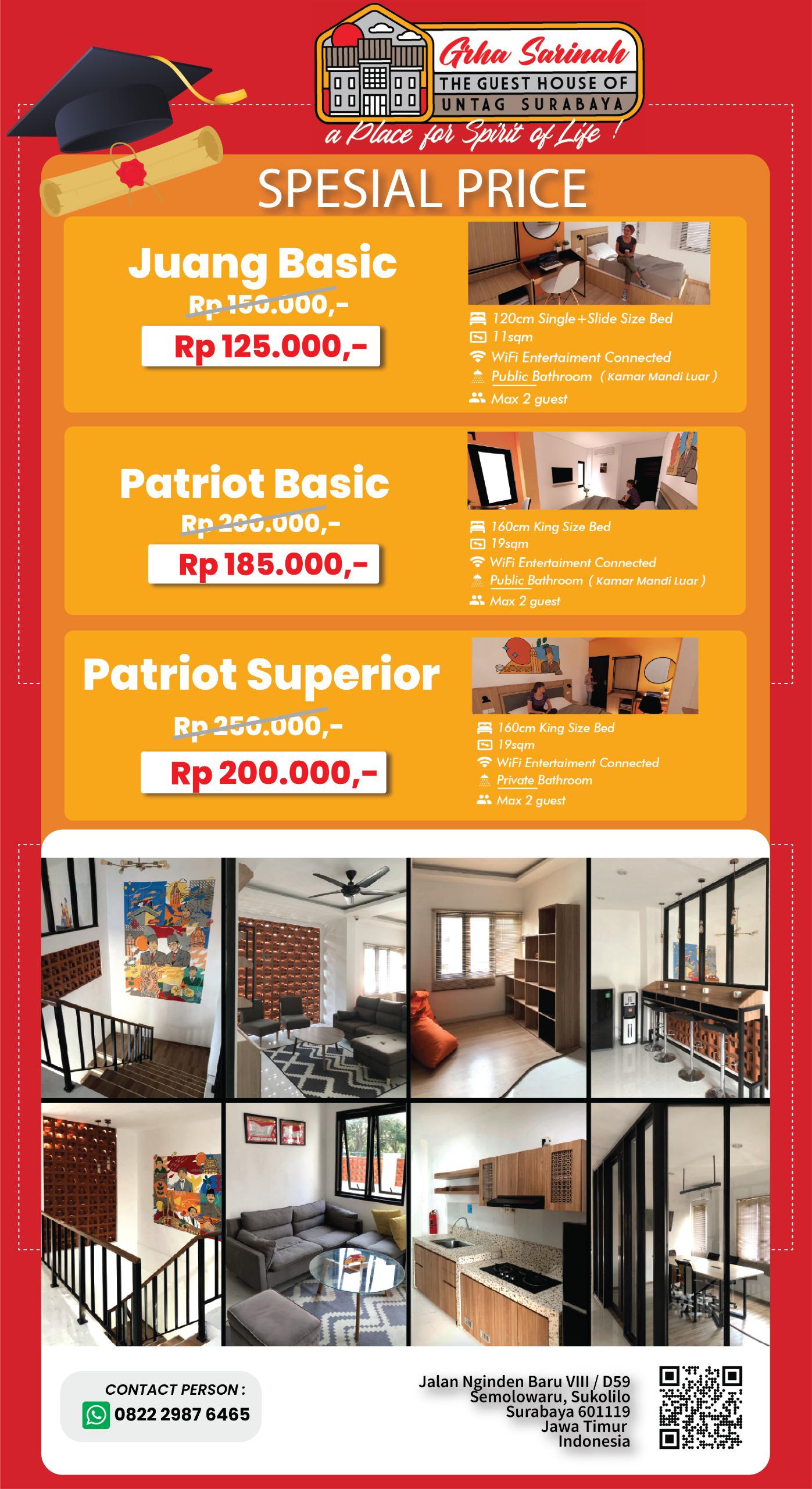 Fasilitas Kerjasama Untag Surabaya dengan Grha Sarinah Guest House bagi Wisudawan-Wisudawati