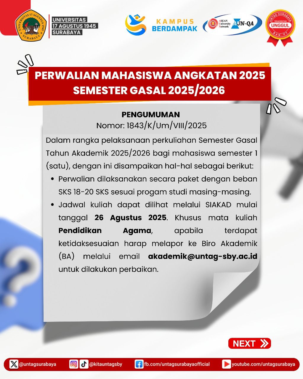 Informasi Perwalian Mahasiswa Angkatan 2025 Semester Gasal 2025-2026