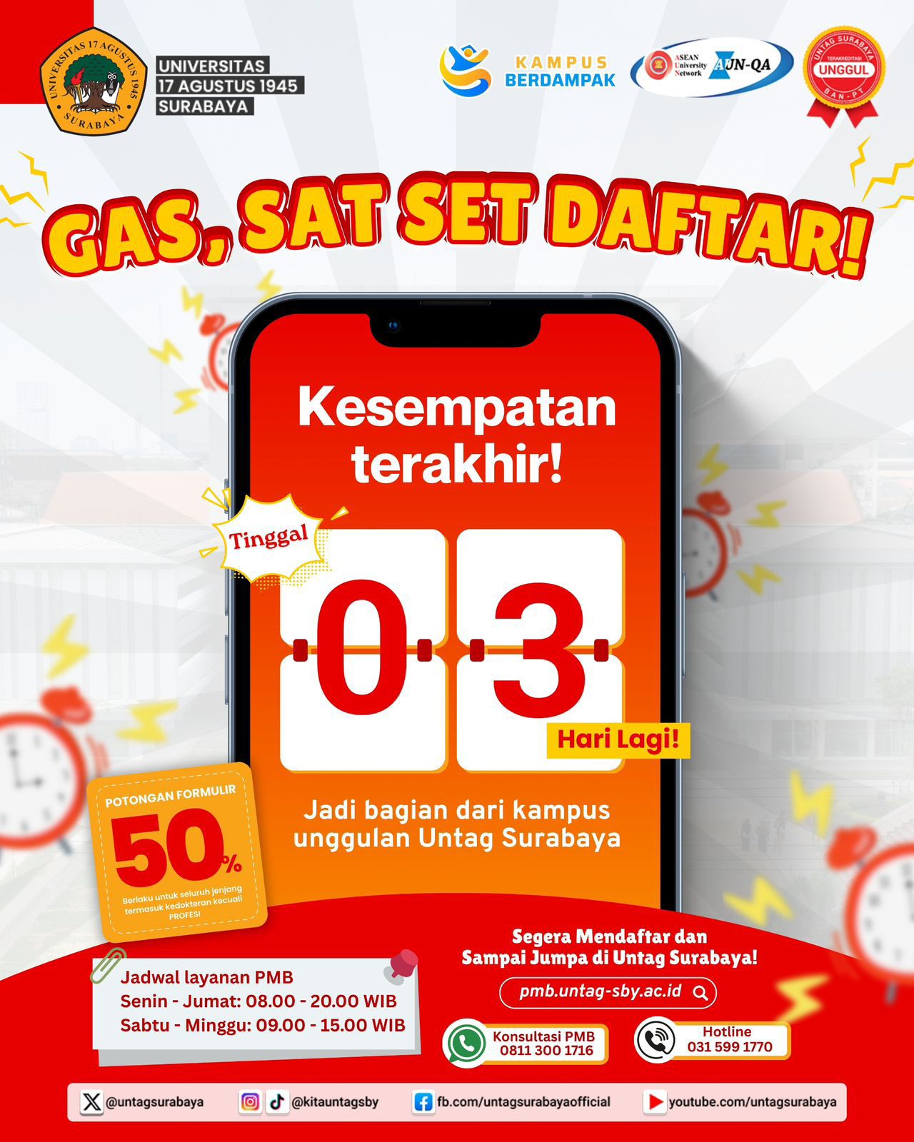 Tersisa 3 hari lagi Pendaftaran Mahasiswa Baru! Jangan Sampai Ketinggalan