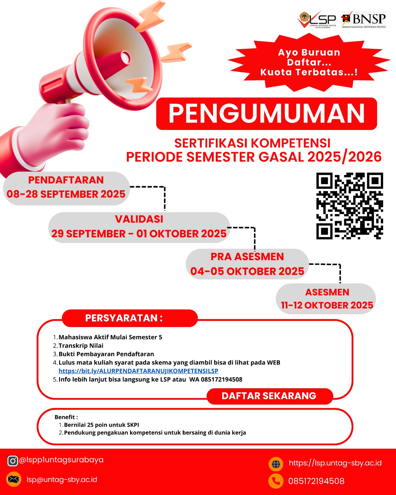 Pendaftaran Sertifikasi Kompetensi Periode Semester Gasal 2025/ 2026