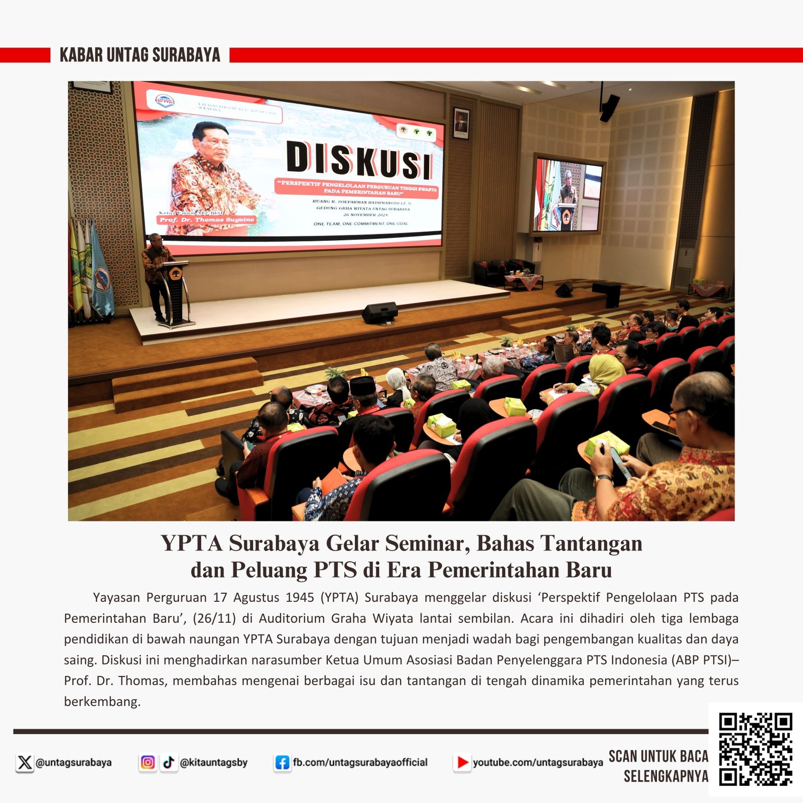 YPTA GELAR SEMINAR "TANTANGAN DAN PELUANG PTS DI ERA PEMERINTAHAN BARU"