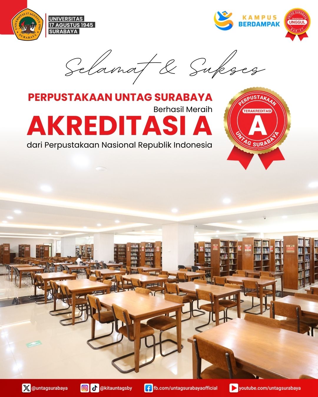 Perpustakaan UNTAG Surabaya meraih Akreditasi 