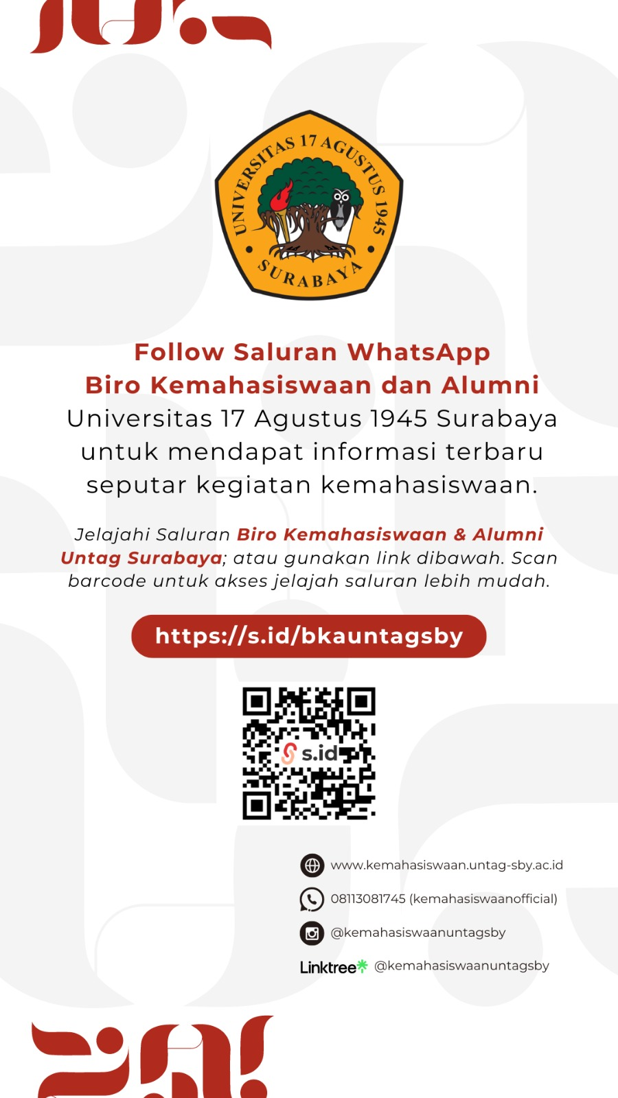 UPDATE! SALURAN WHATAPPS BIRO KEMAHASISWAAN & ALUMNI