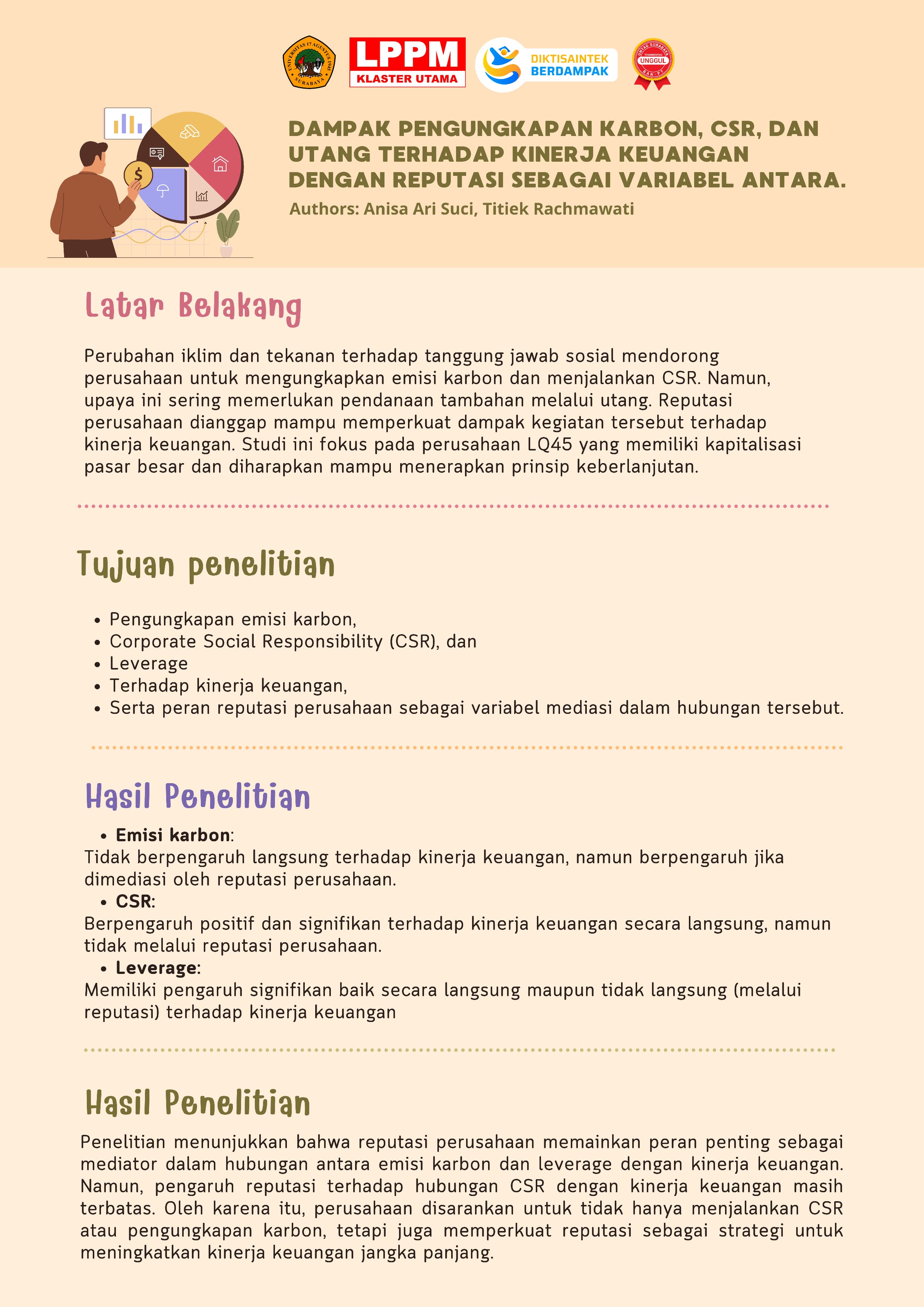 DAMPAK PENGUNGKAPAN KARBON, CSR, DAN UTANG TERHADAP KINERJA KEUANGAN DENGAN REPUTASI SEBAGAI VARIABEL ANTARA