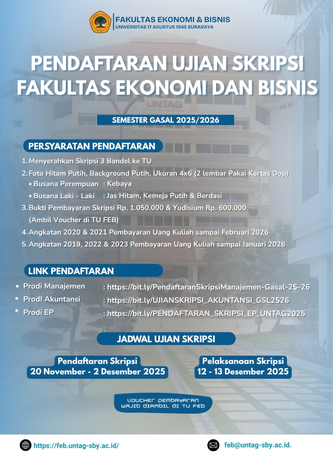 PENDAFTARAN UJIAN SKRIPSI AKUNTANSI GASAL 2025-2026
